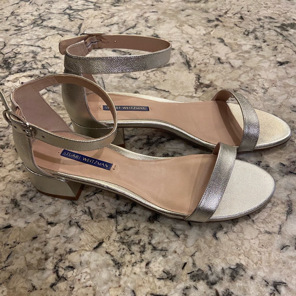 Nwot Spring/Summer Ready: Start Weitzman Platinum Low-Heel Sandals
